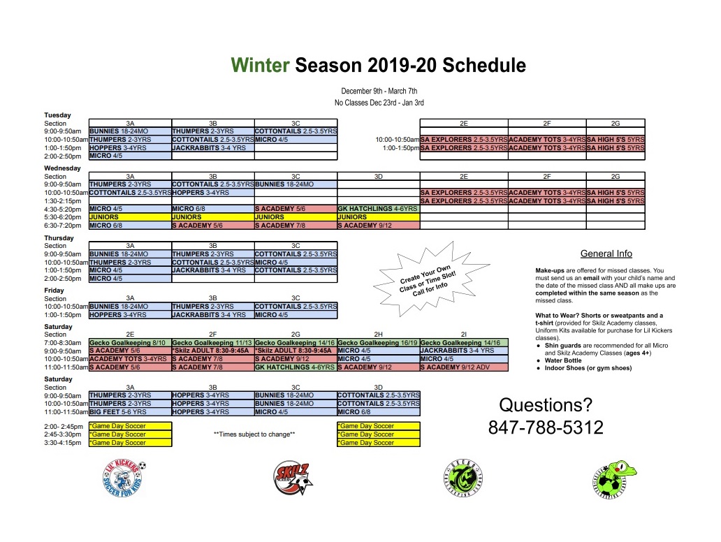 Winter 2019-20 Schedule